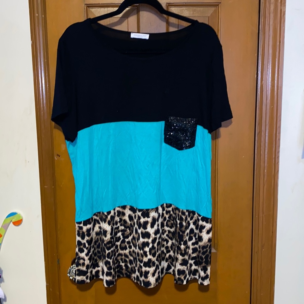 Color block Leopard Top